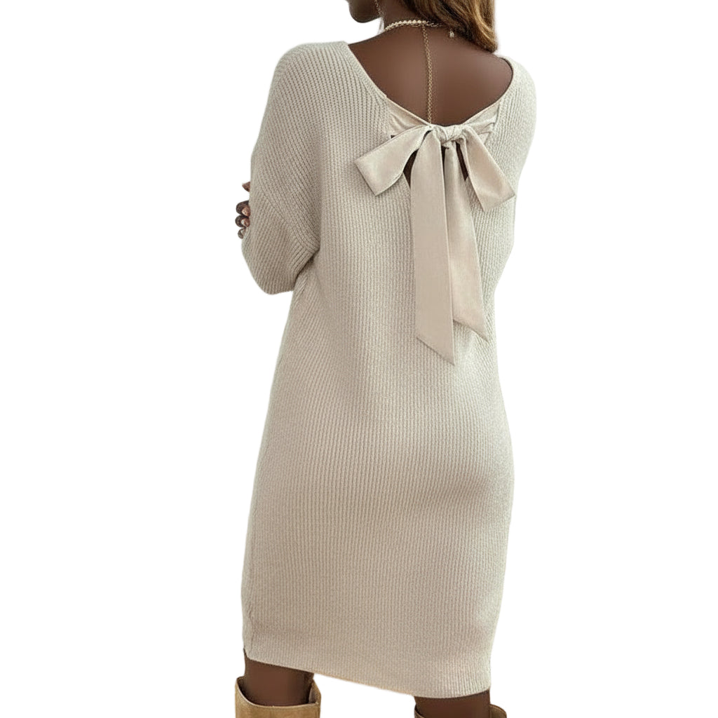 Off-Shoulder Knit Sweater Dress – Cozy Long Sleeve Oversized Dress