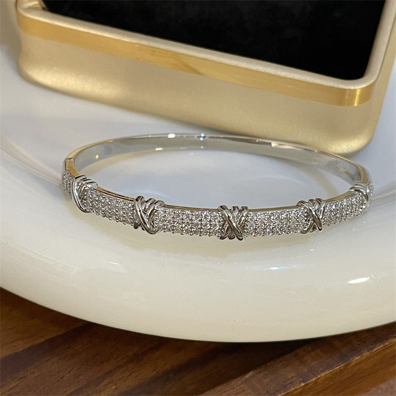 Luxury Design Rhinestone Bangle Bracelets – Elegant Gold & Silver Adjustable Bracelet for Women