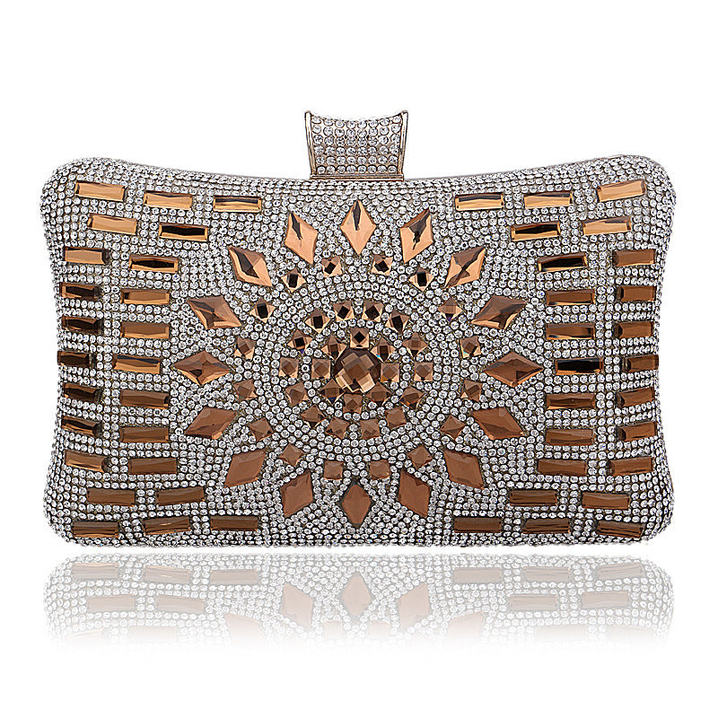 Gold Crystal Evening Clutch Bag – Luxury Rhinestone Handbag for Weddings, Parties & Special Events