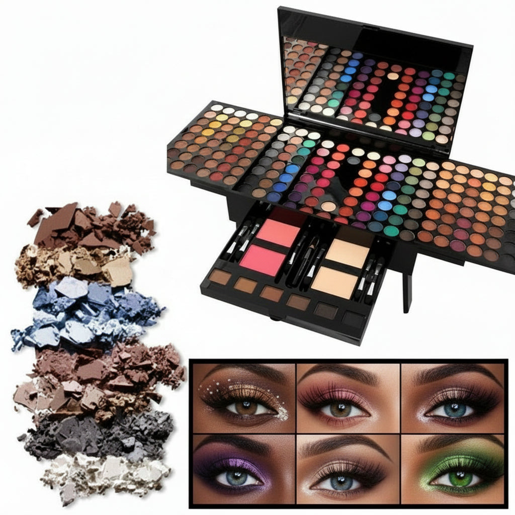 All-in-One Beauty Vault: 180 Shimmer & Matte Eyeshadows with Face & Brow Essentials