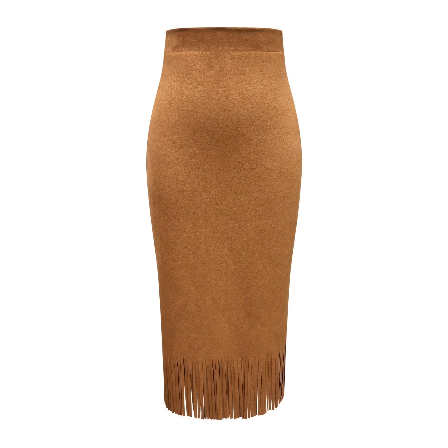Suede Fringe Midi Skirt – Western Boho Chic Skirt for Women’s Fall Fashion