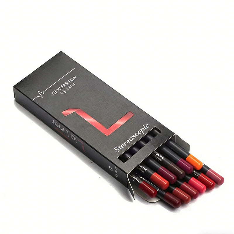 The Signature Pout: 12-Piece Long-Lasting Matte Lip Liner Pencil Collection