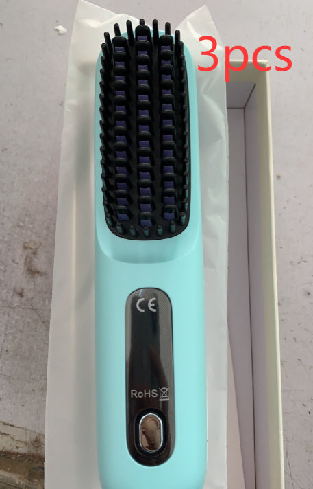 Portable 2 In 1 Straight Hair Comb Wireless Hair Straightener Brush Hair Fast Heating Portable Hot Curler USB Charging