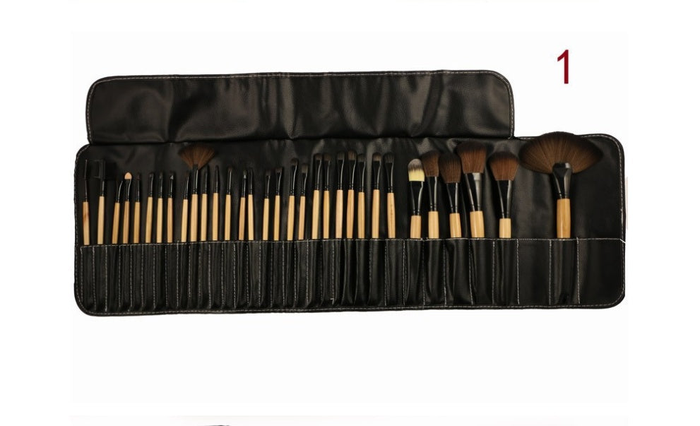 Professional 32-Piece Man-Made Fiber Brush Set with Storage Roll