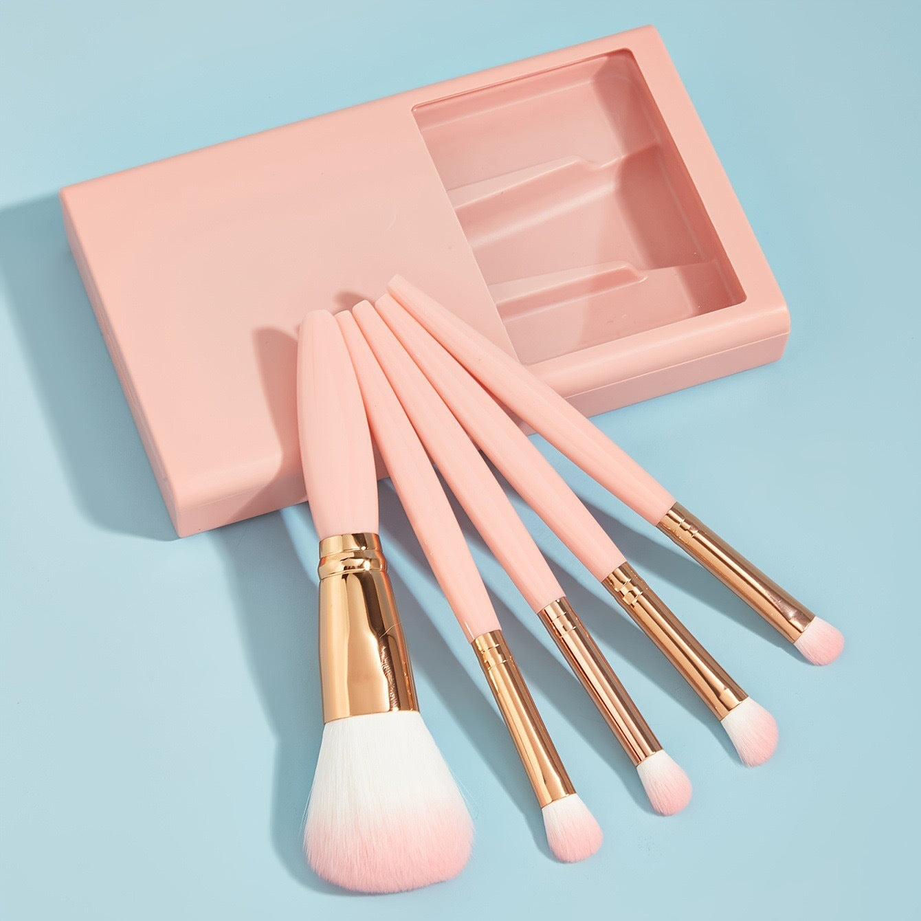 5-Piece Travel-Friendly Makeup Tools with Protective Mirror Box