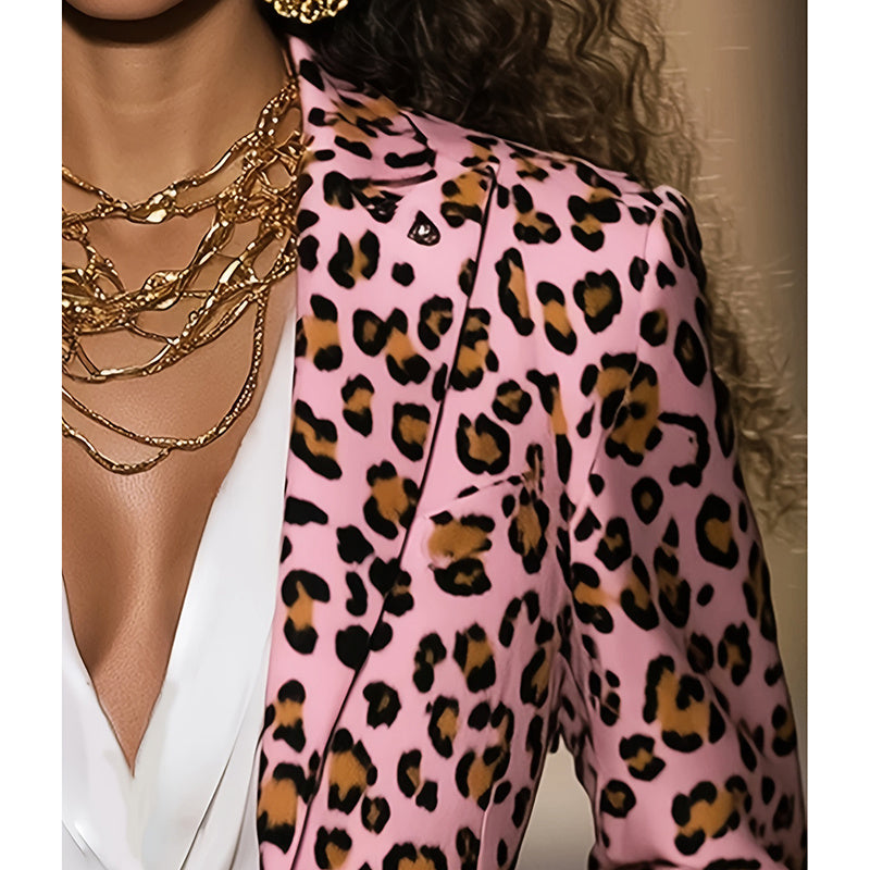 Women's Leopard Print Blazer – Stylish Animal Print Jacket for Trendy Outfits