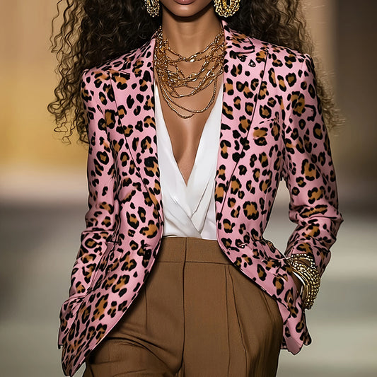 Women's Leopard Print Blazer – Stylish Animal Print Jacket for Trendy Outfits