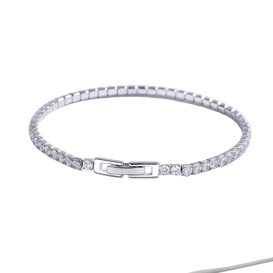 Silver Crystal Tennis Bracelet – Dainty Rhinestone Chain Bracelet for Women’s Elegant Jewelry Collection