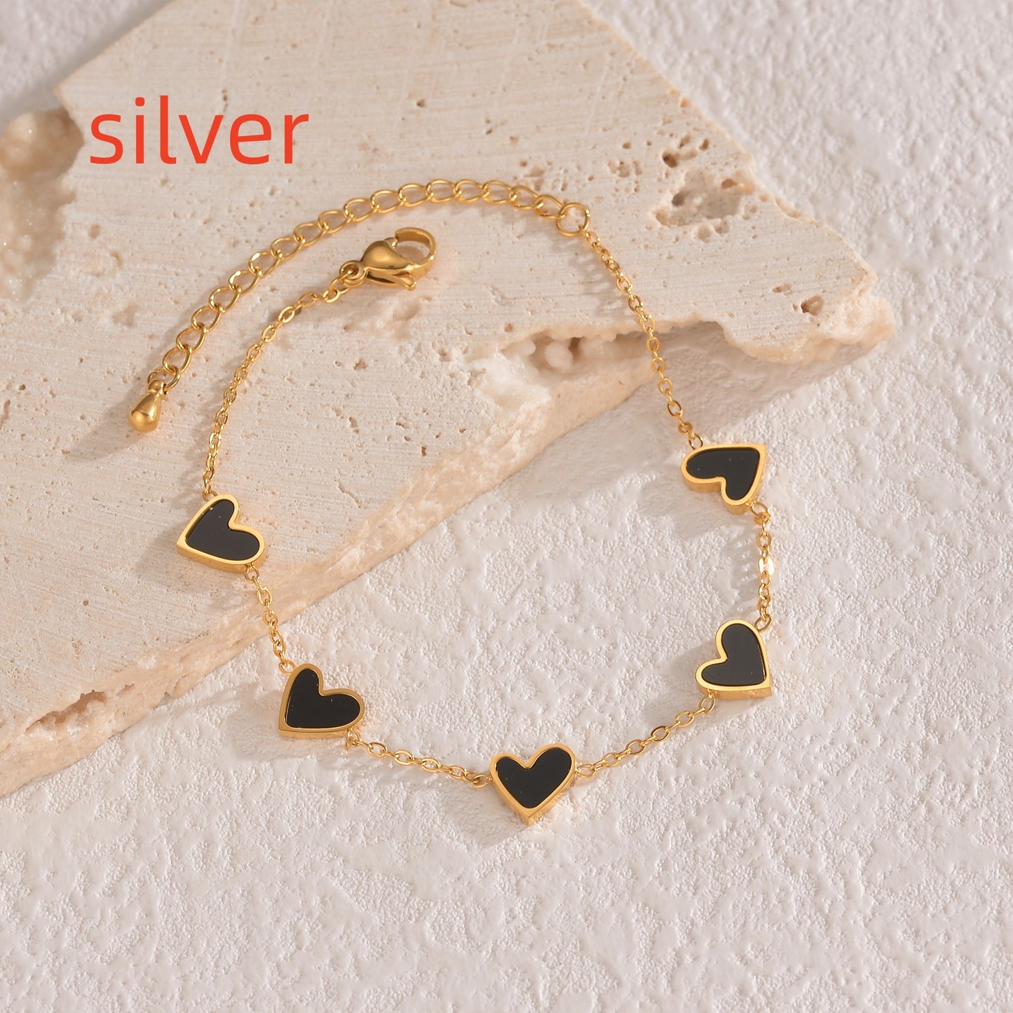 Gold Heart Charm Bracelet – Dainty Enamel Link Chain Jewelry for Women