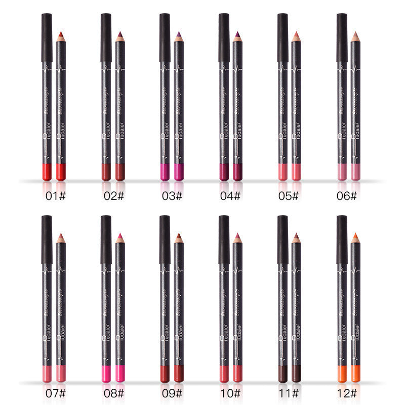 The Signature Pout: 12-Piece Long-Lasting Matte Lip Liner Pencil Collection