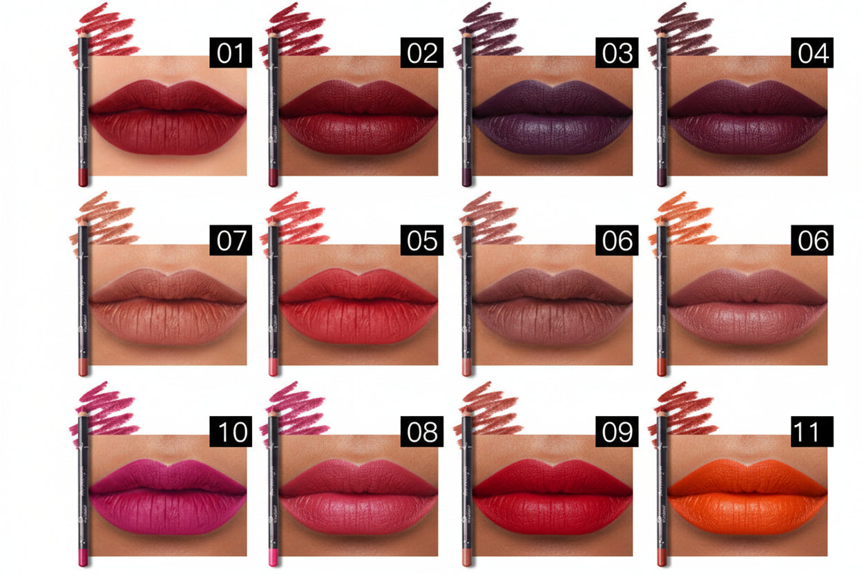 The Signature Pout: 12-Piece Long-Lasting Matte Lip Liner Pencil Collection
