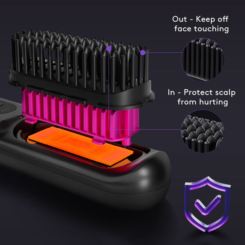 Portable 2 In 1 Straight Hair Comb Wireless Hair Straightener Brush Hair Fast Heating Portable Hot Curler USB Charging