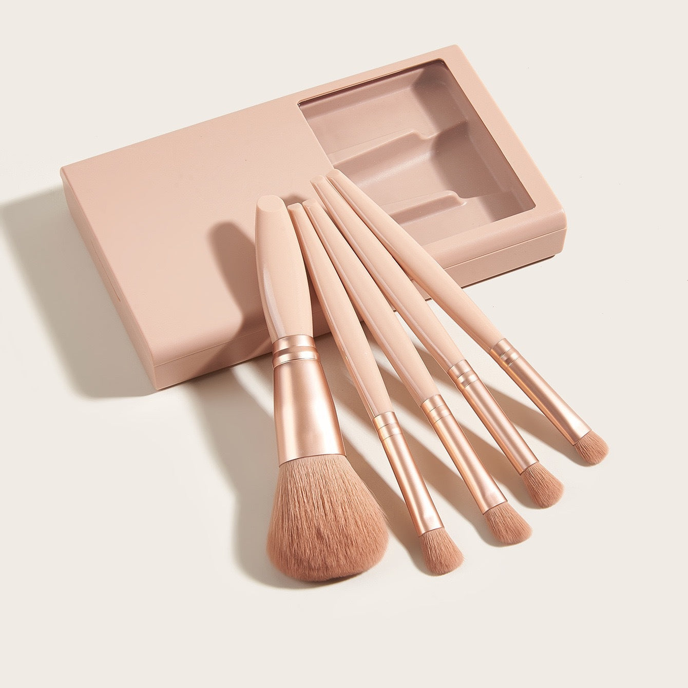5-Piece Travel-Friendly Makeup Tools with Protective Mirror Box