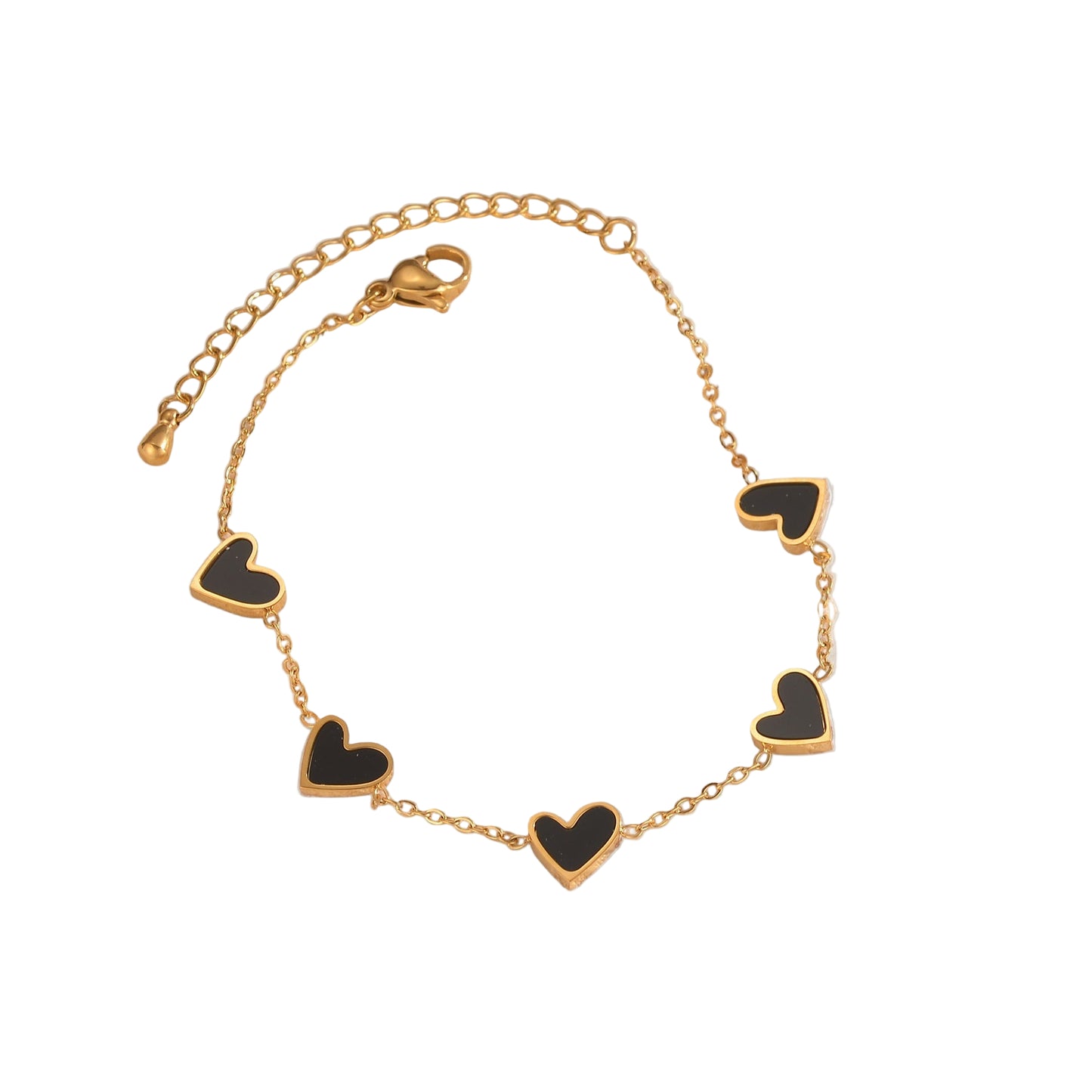 Gold Heart Charm Bracelet – Dainty Enamel Link Chain Jewelry for Women