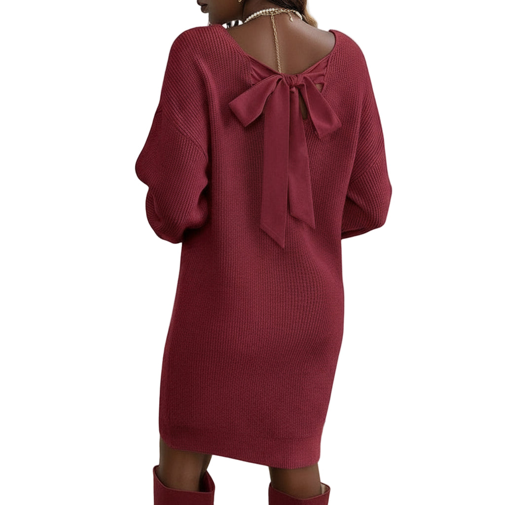 Off-Shoulder Knit Sweater Dress – Cozy Long Sleeve Oversized Dress