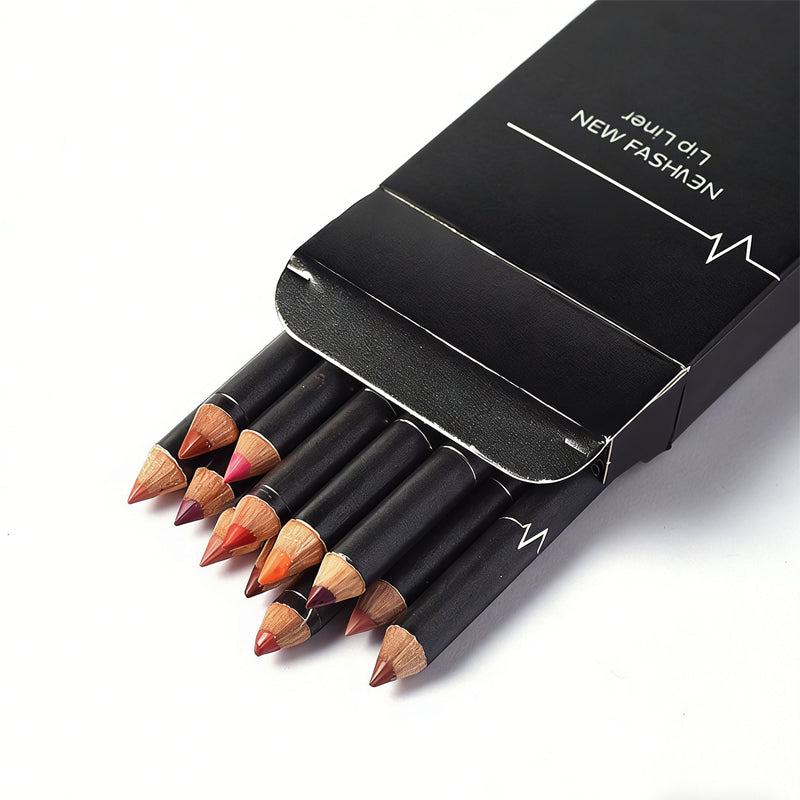 The Signature Pout: 12-Piece Long-Lasting Matte Lip Liner Pencil Collection