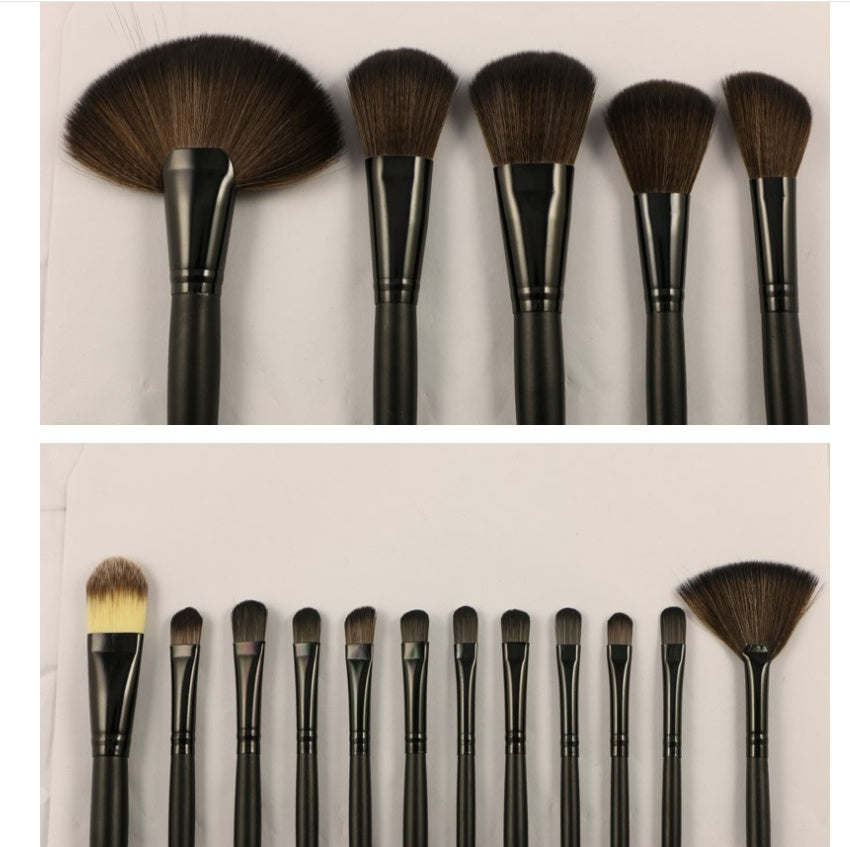 Professional 32-Piece Man-Made Fiber Brush Set with Storage Roll