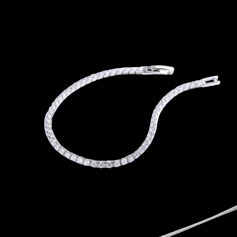 Silver Crystal Tennis Bracelet – Dainty Rhinestone Chain Bracelet for Women’s Elegant Jewelry Collection