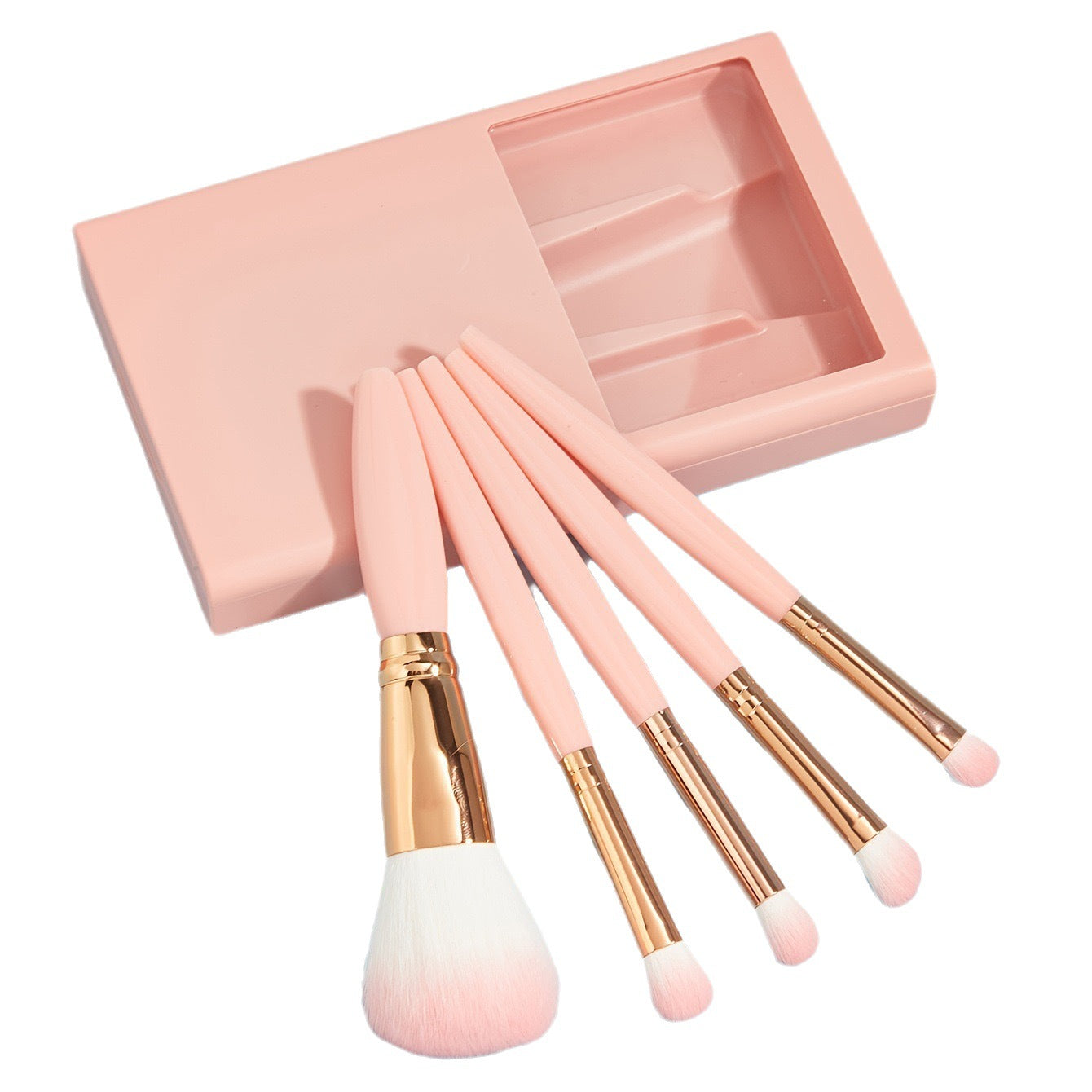 5-Piece Travel-Friendly Makeup Tools with Protective Mirror Box