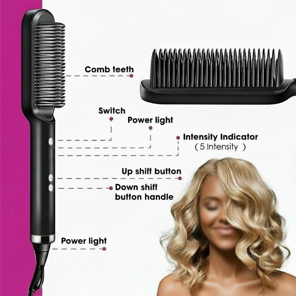 New 2 In 1 Hair Straightener Hot Comb Negative Ion Curling Tong Dual-purpose Electric Hair Brush