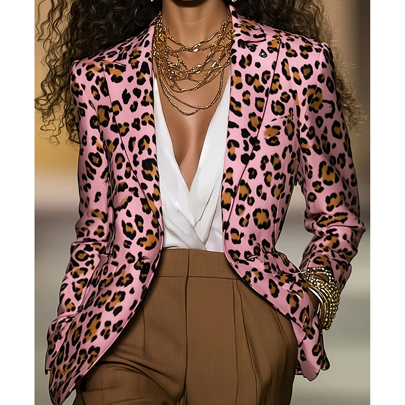 Women's Leopard Print Blazer – Stylish Animal Print Jacket for Trendy Outfits