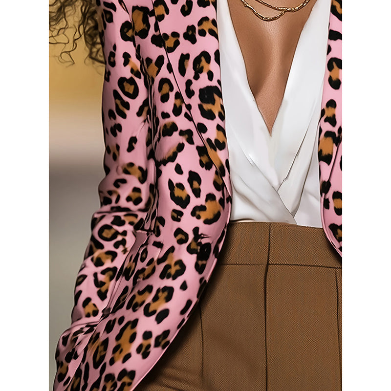 Women's Leopard Print Blazer – Stylish Animal Print Jacket for Trendy Outfits