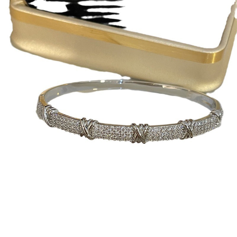 Luxury Design Rhinestone Bangle Bracelets – Elegant Gold & Silver Adjustable Bracelet for Women