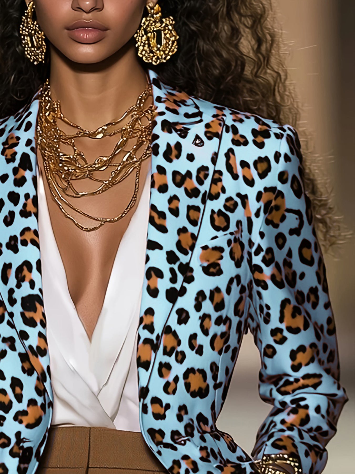 Women's Leopard Print Blazer – Stylish Animal Print Jacket for Trendy Outfits