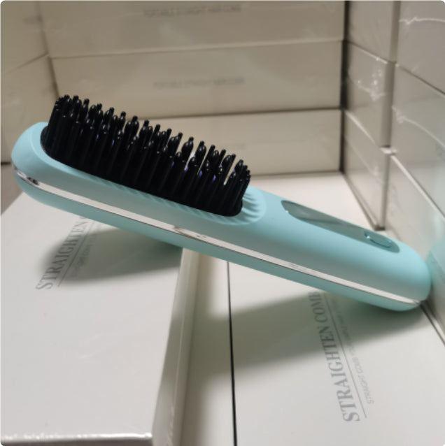 Portable 2 In 1 Straight Hair Comb Wireless Hair Straightener Brush Hair Fast Heating Portable Hot Curler USB Charging