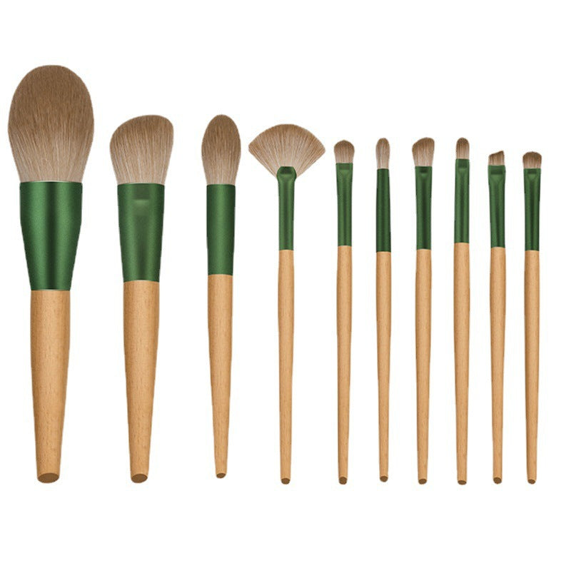 10-Piece Cosmetic Brush Set – Premium Beech Wood Handles