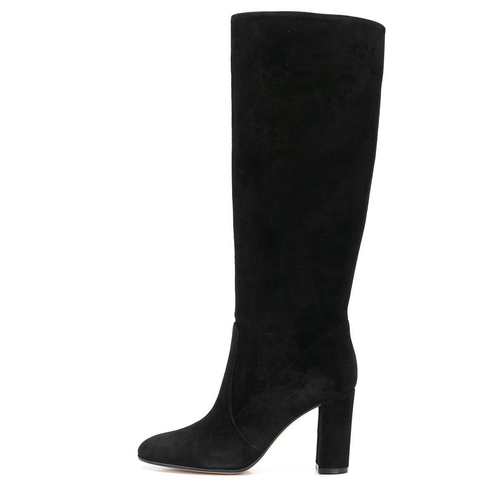 Knee-High Suede Boots – Block Heel Tall Boots for Women’s Fall & Winter Fashion