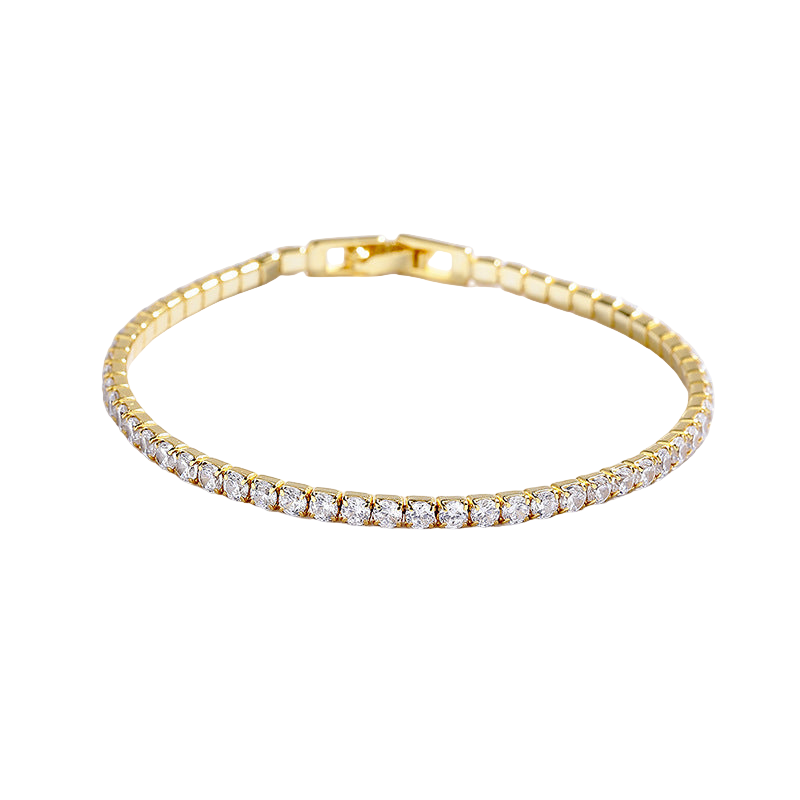 Silver Crystal Tennis Bracelet – Dainty Rhinestone Chain Bracelet for Women’s Elegant Jewelry Collection