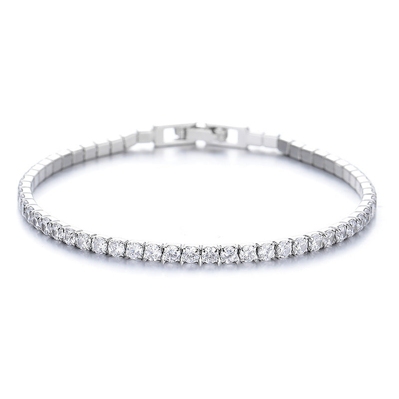 Silver Crystal Tennis Bracelet – Dainty Rhinestone Chain Bracelet for Women’s Elegant Jewelry Collection