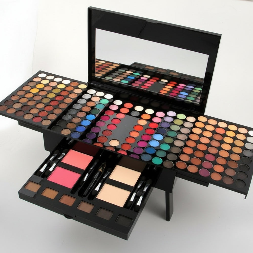 All-in-One Beauty Vault: 180 Shimmer & Matte Eyeshadows with Face & Brow Essentials