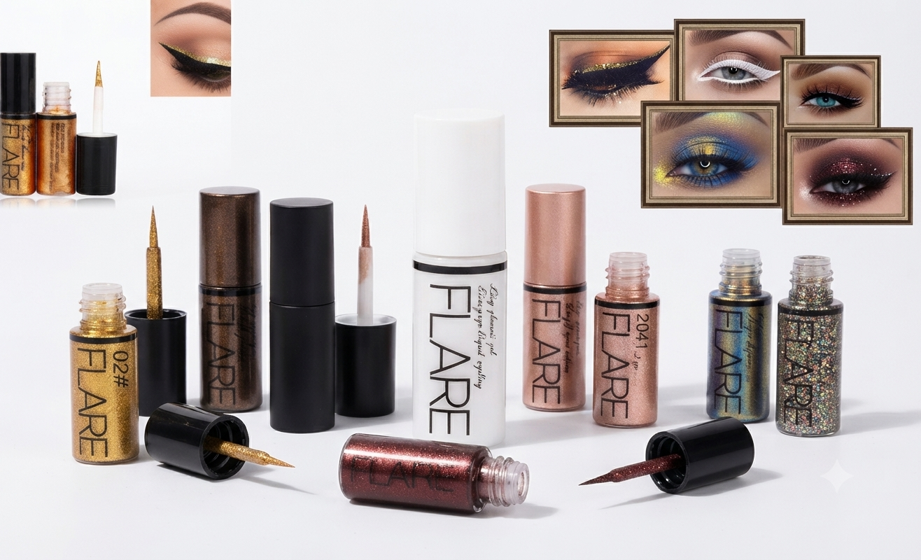 Waterproof Glitter Liquid Eyeliner Set – Long-Lasting Shimmer Eyeshadow & Eyeliner Kit