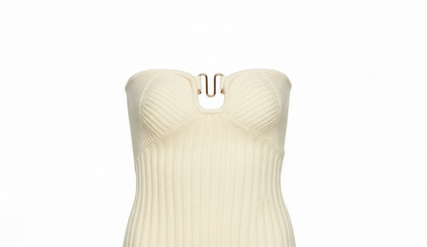 Knit Top – Ribbed Tube Corset Style Sweater Top for Women
