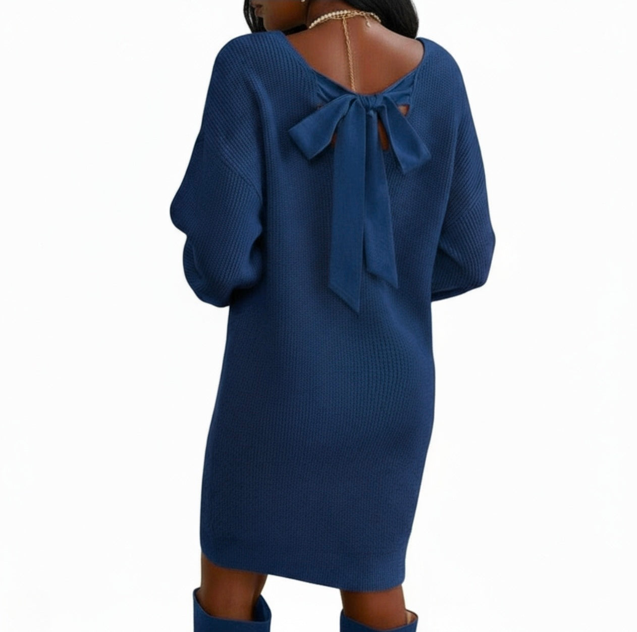 Off-Shoulder Knit Sweater Dress – Cozy Long Sleeve Oversized Dress